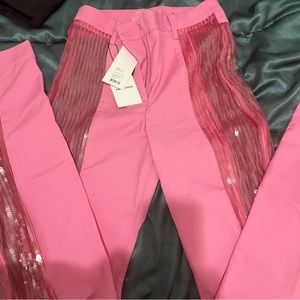 Mya sequin-panel trousers pink